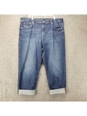 GAP Jeans Womens 20 Blue Sky High Straight Rolled Cuff Cropped *Read*